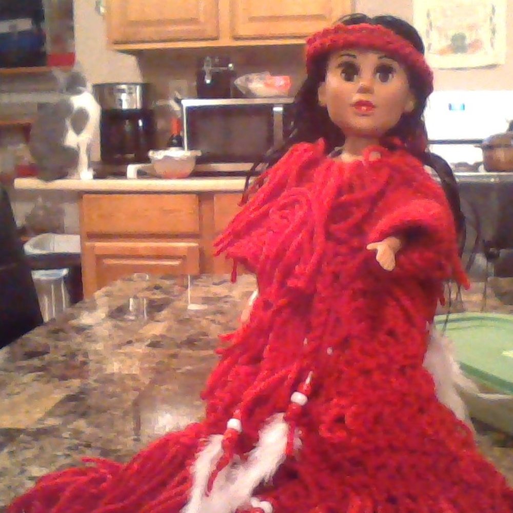 crocheted indian doll